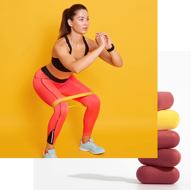 Woman training with a resistance band